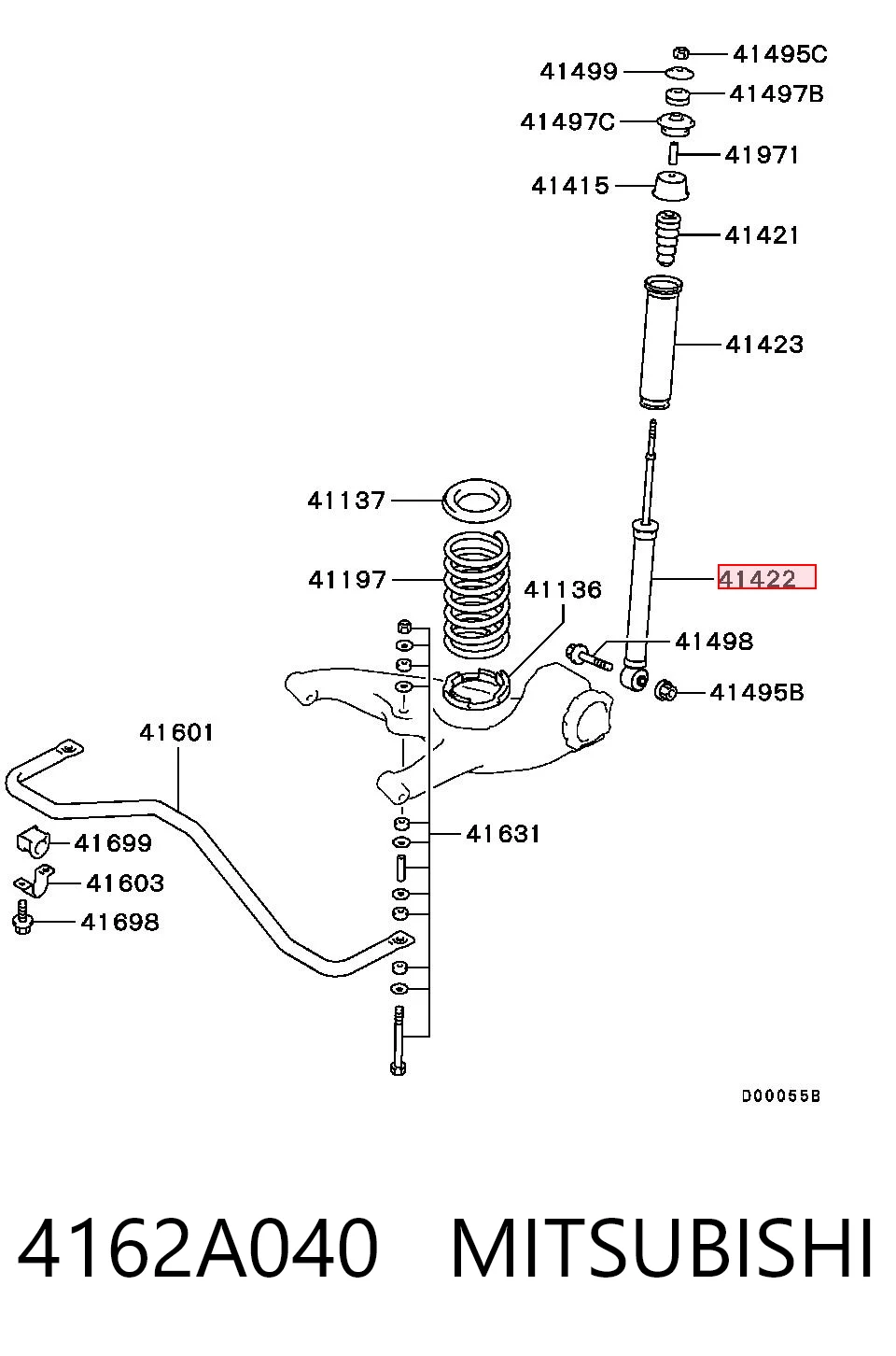 4162A040 Mitsubishi Amortiguadores posteriores