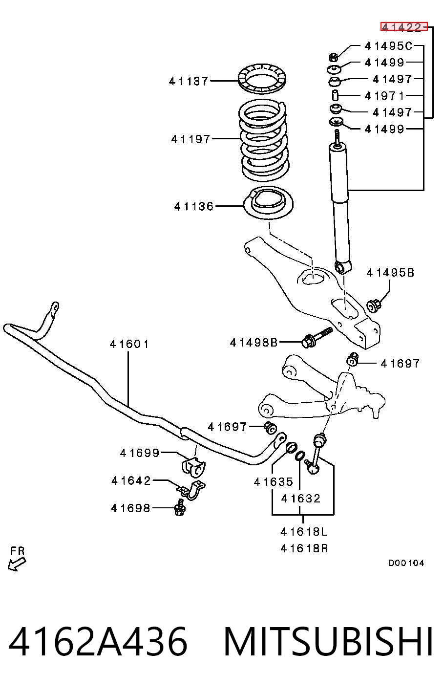 4162A436 Mitsubishi Amortiguadores posteriores