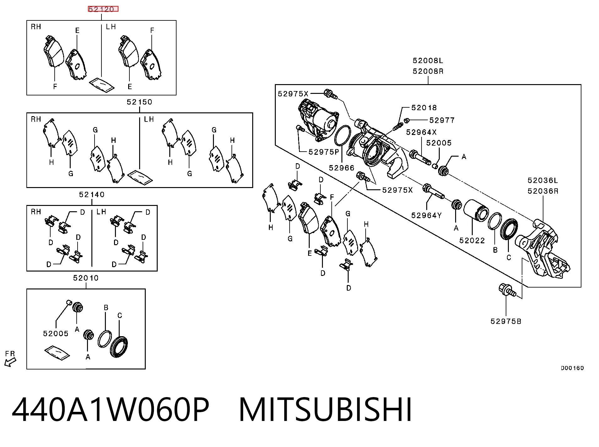440A1W060P Mitsubishi Pastillas freno traseras