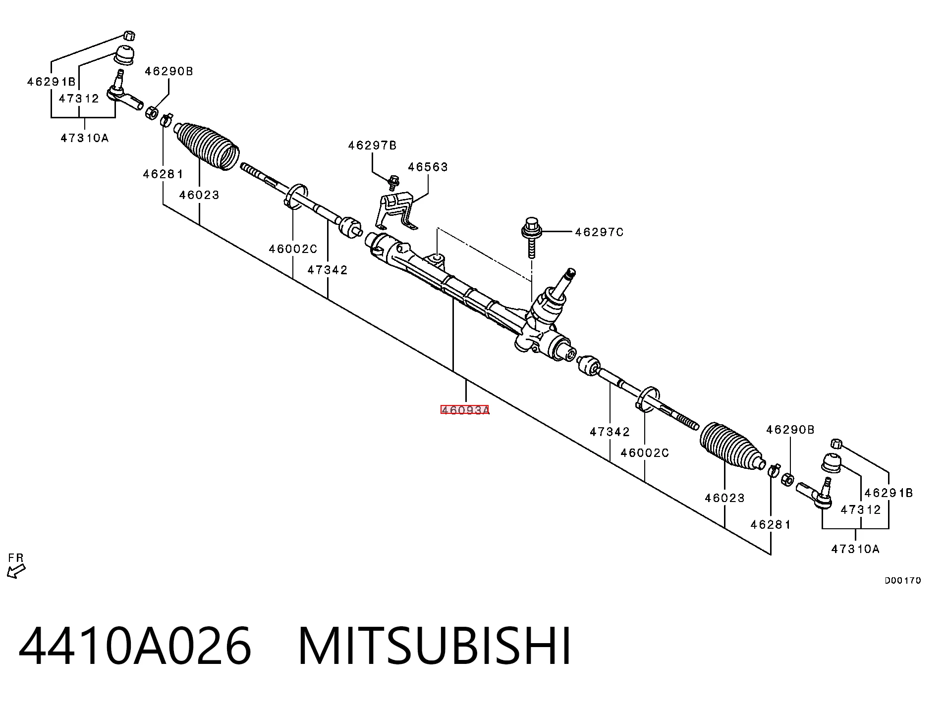 4410A026 Mitsubishi Cremallera caja de direccion