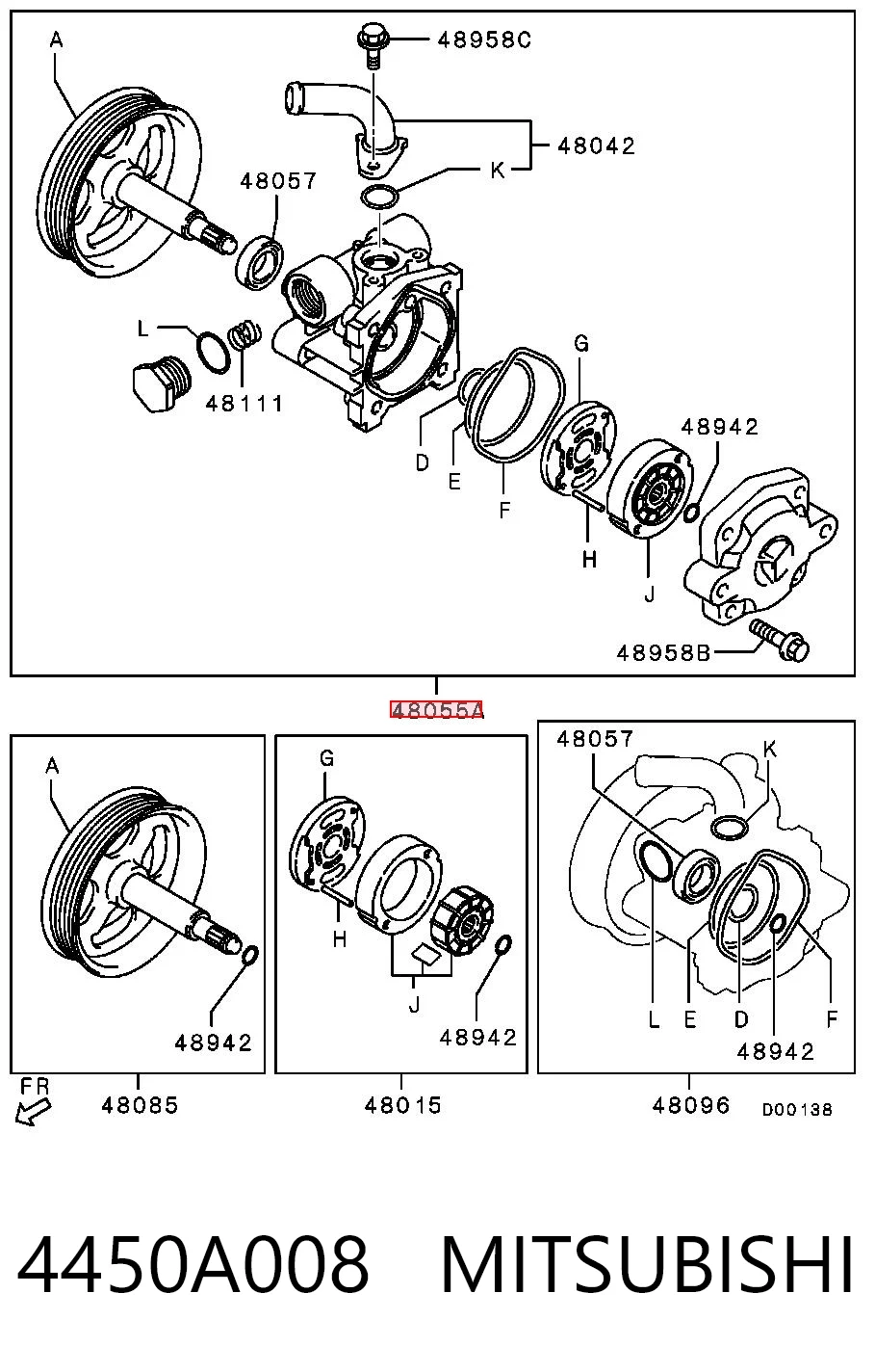 4450A008 Mitsubishi Bomba hidráulica de dirección