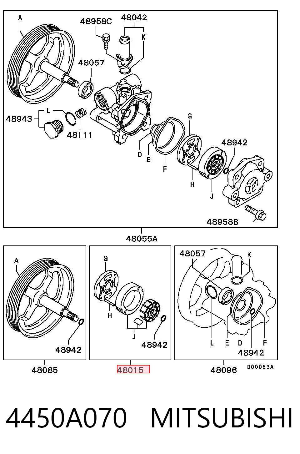 Juego de juntas, cremallera de dirección 4450A070 MITSUBISHI