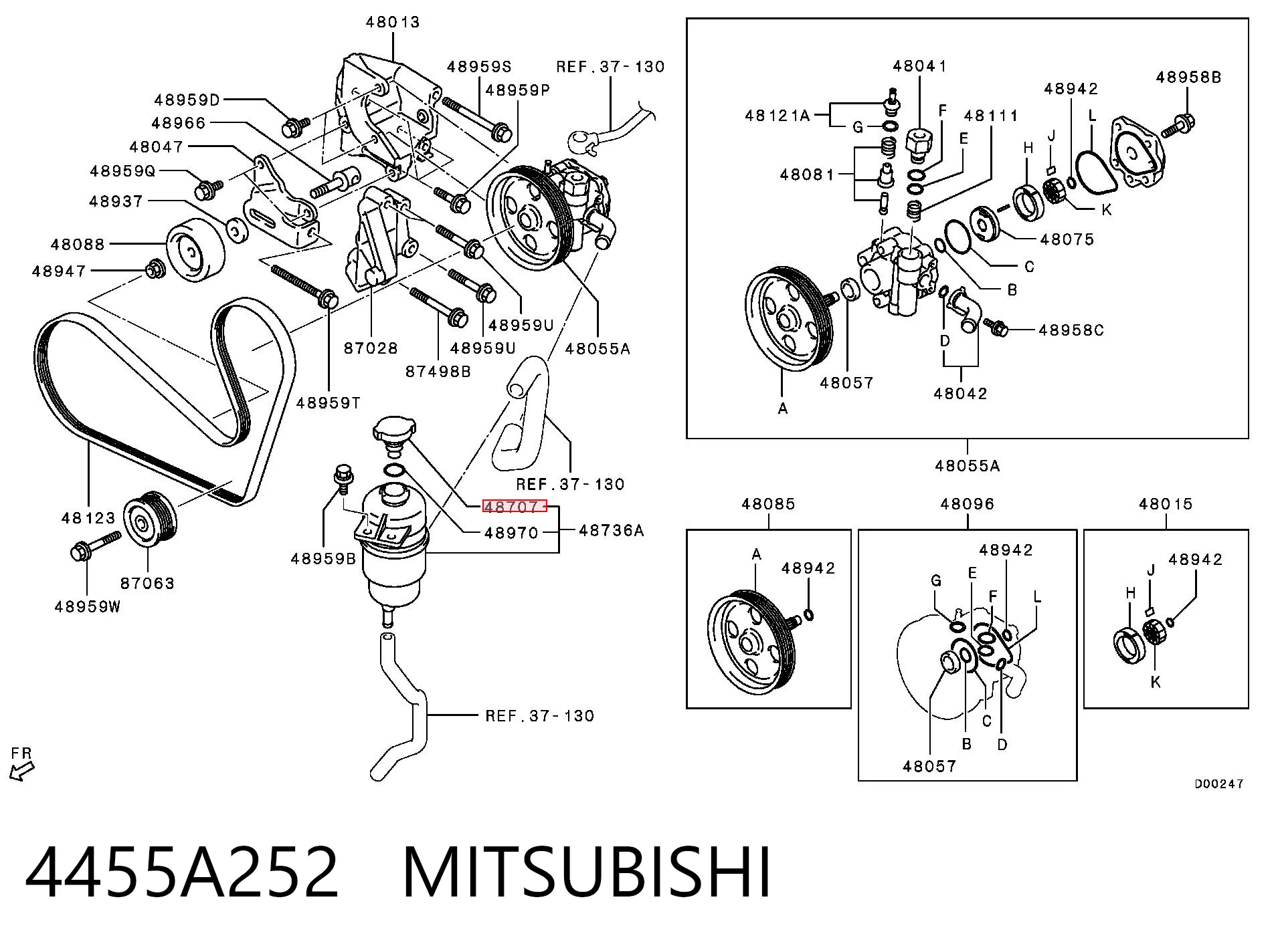 4455A252 Mitsubishi Tapa del depósito de la bomba de dirección asistida