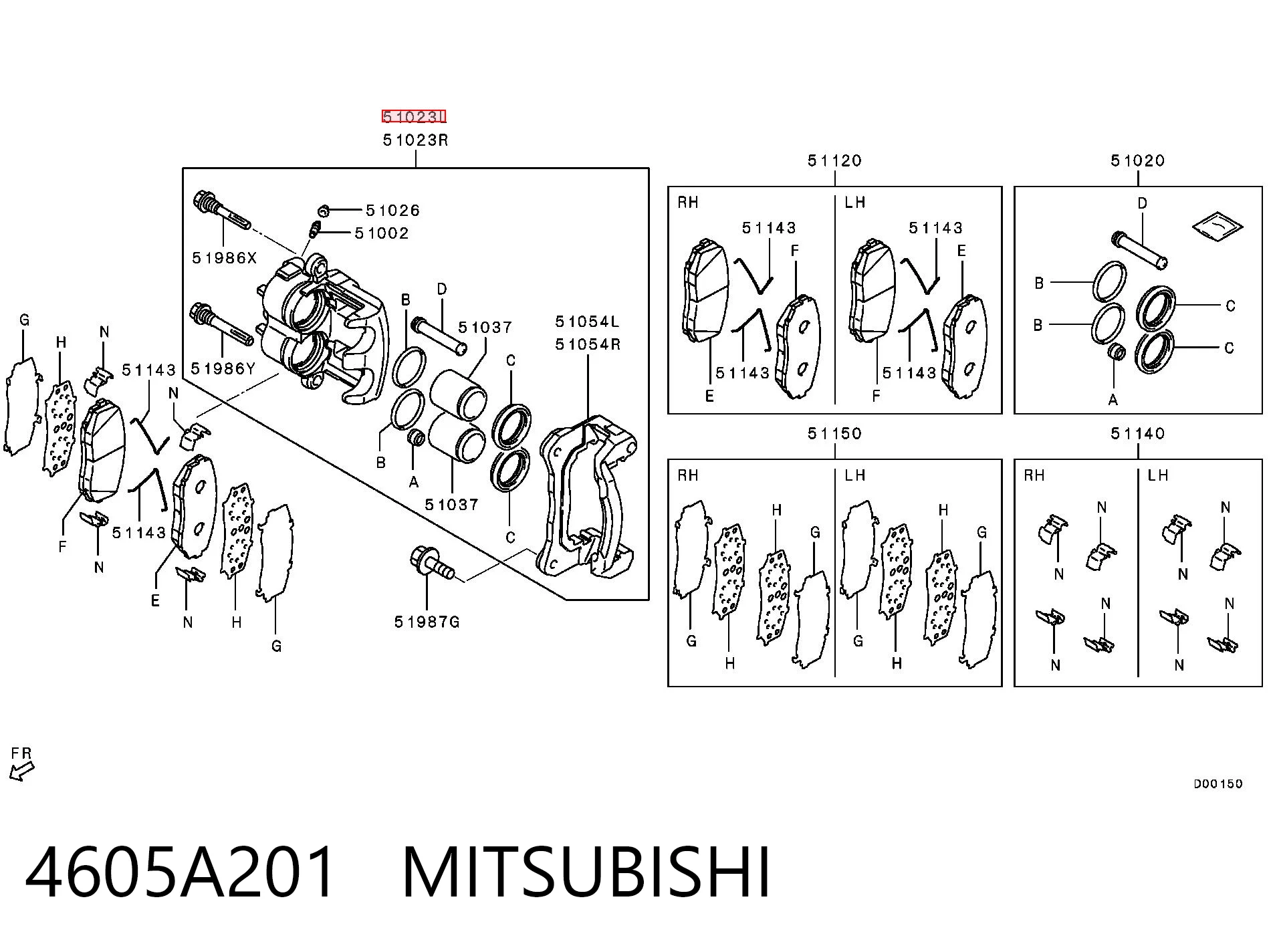 4605A201 Mitsubishi Pinza de freno delantera izquierda