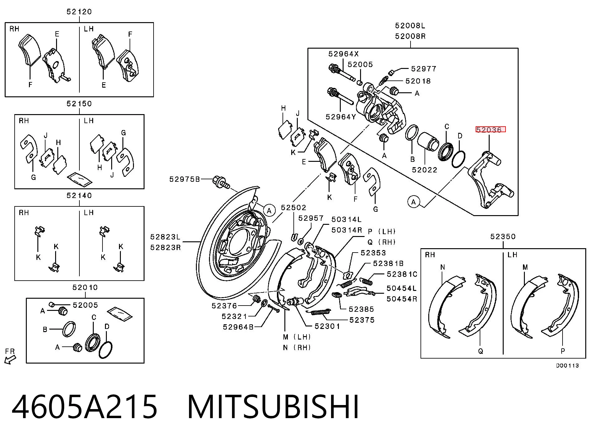 4605A215 Mitsubishi Soporte de la pinza de freno trasera
