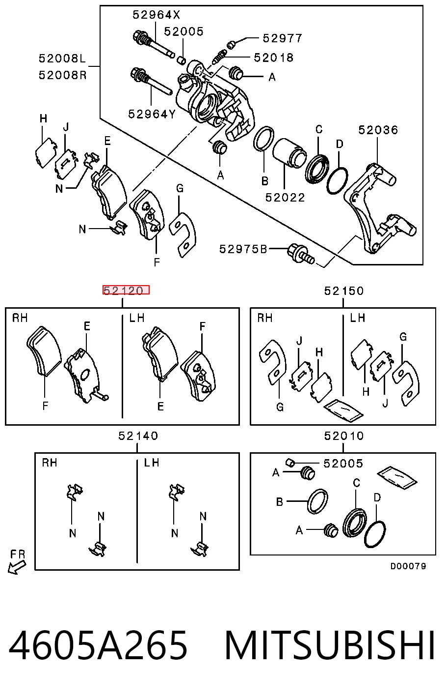 4605A265 Mitsubishi Pastillas freno traseras