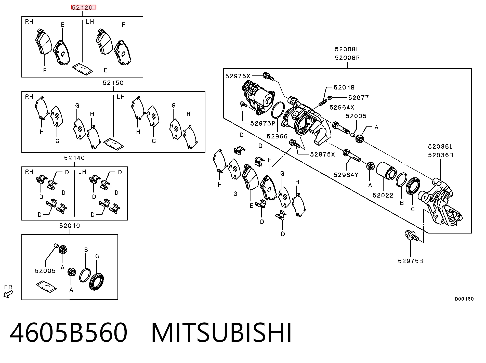 4605B560 Mitsubishi Pastillas freno traseras