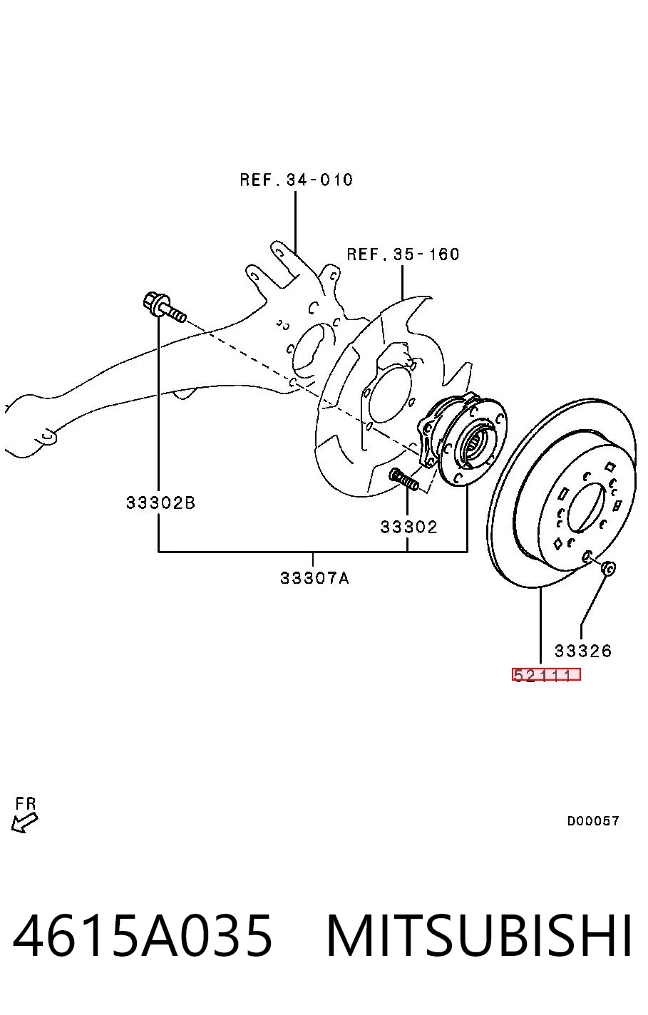 4615A035 Mitsubishi Freno de disco trasero