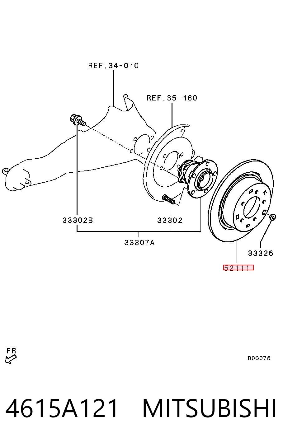 4615A121 Mitsubishi Freno de disco trasero