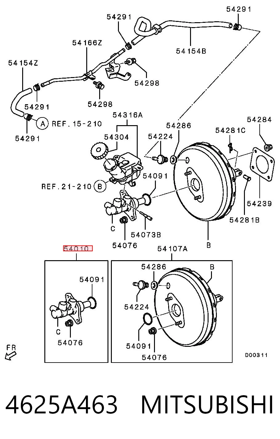 4625A463 Mitsubishi Cilindro principal de frenos