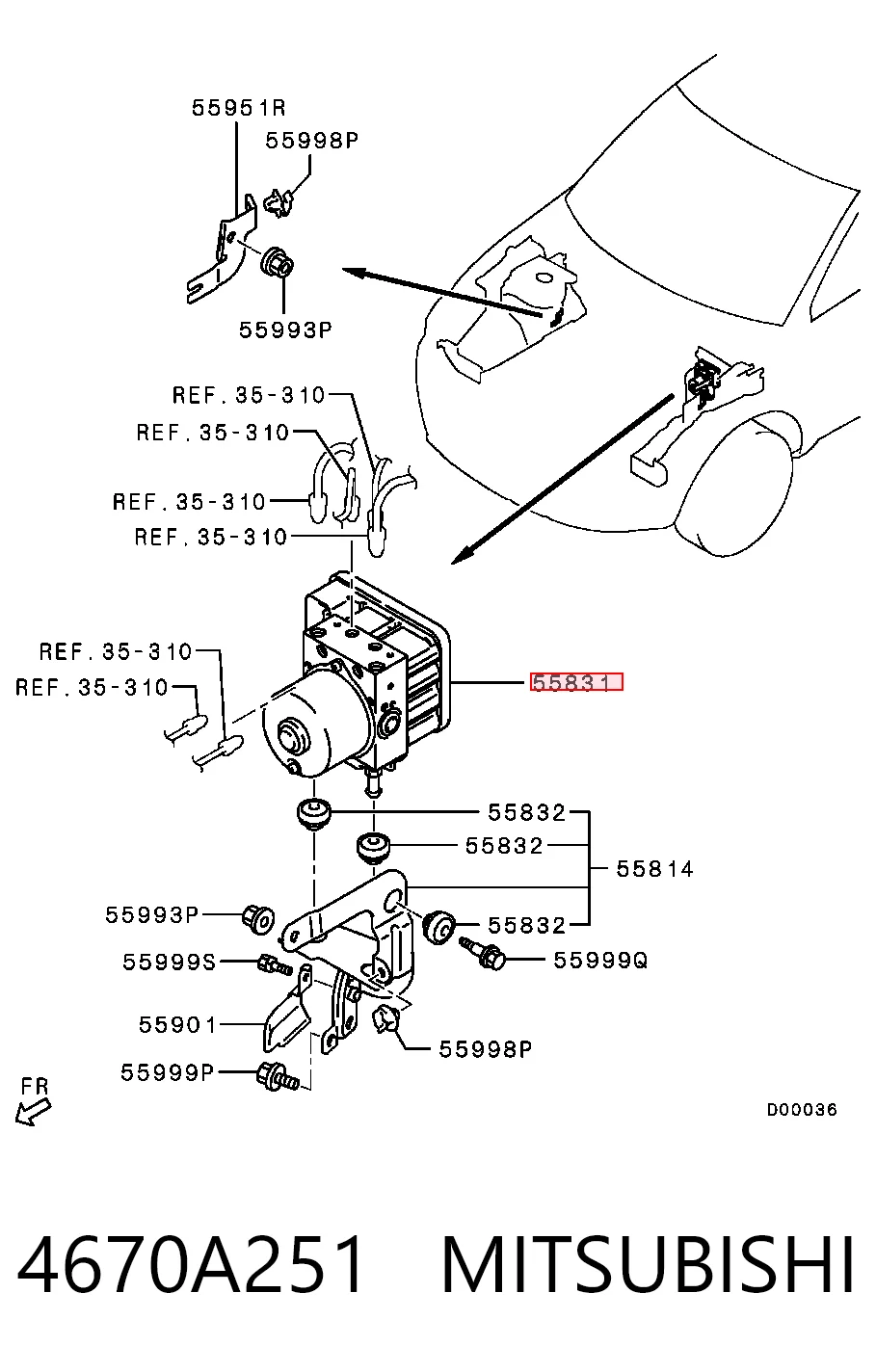 Módulo hidráulico de ABS 4670A251 MITSUBISHI