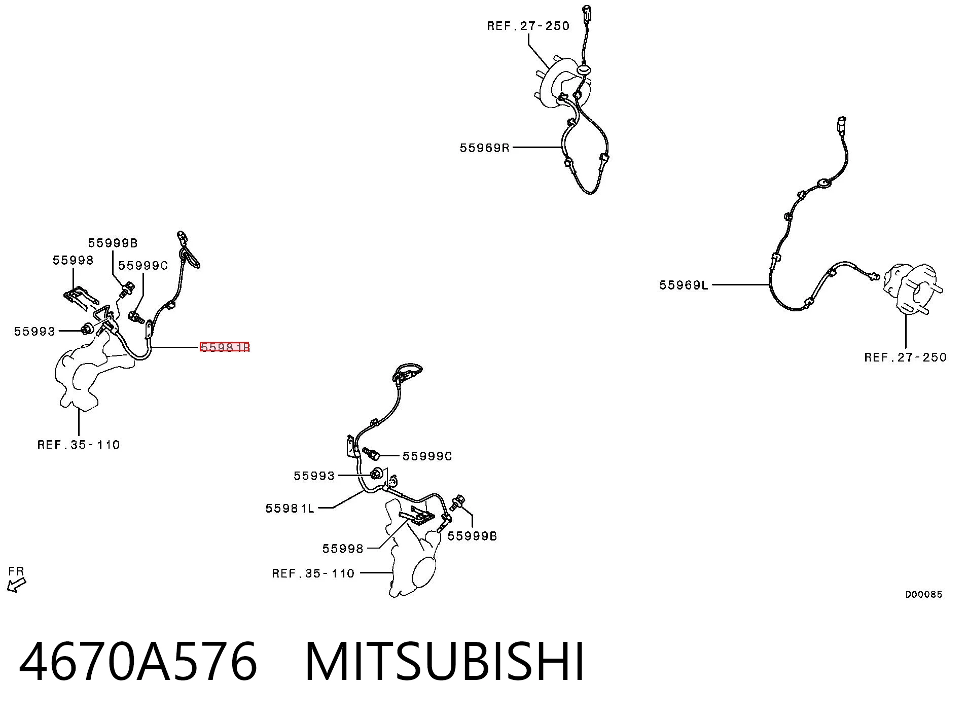4670A576 Mitsubishi Sensor de freno, delantero derecho