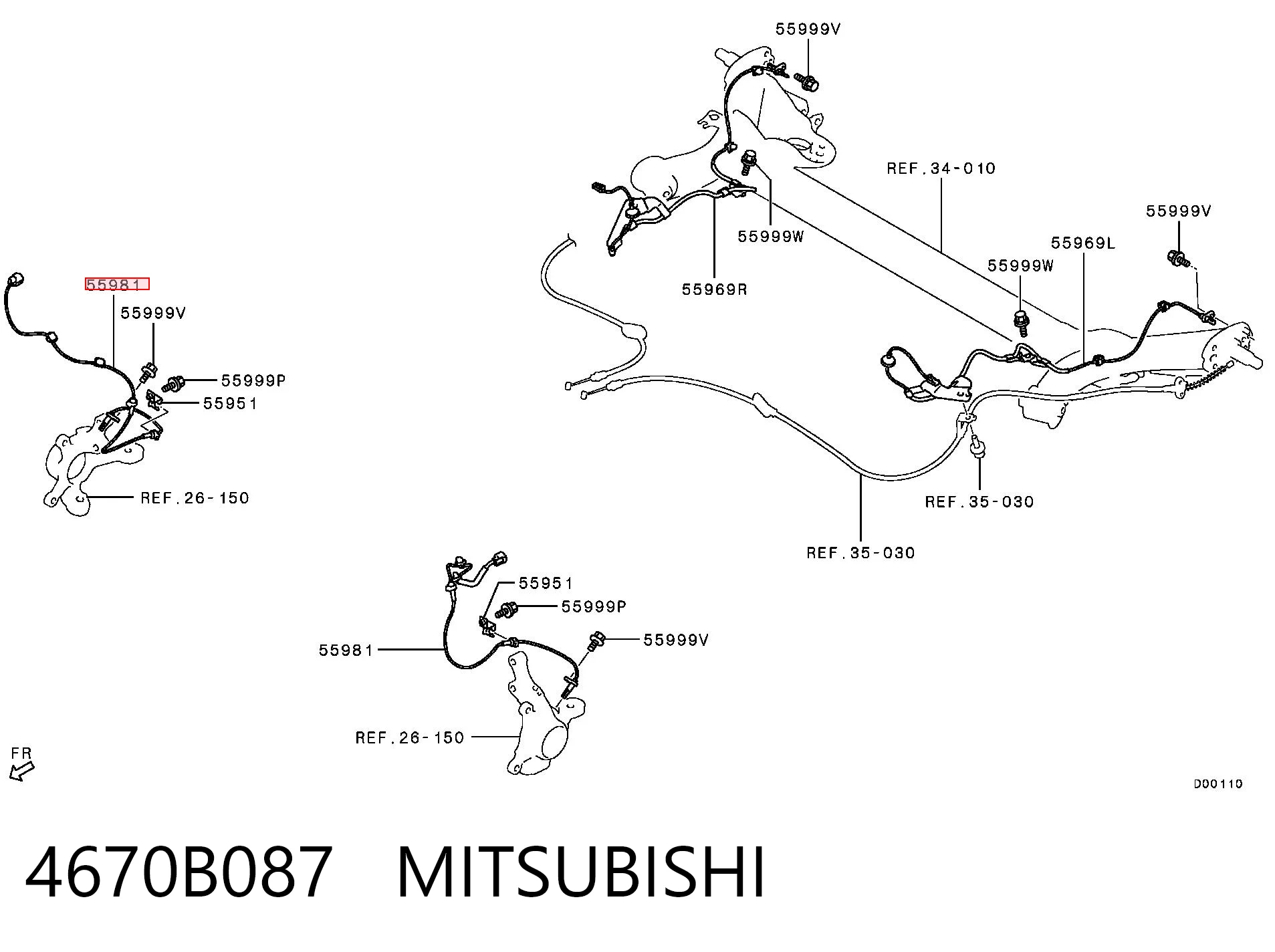 4670B087 Mitsubishi Sensor de rueda abs