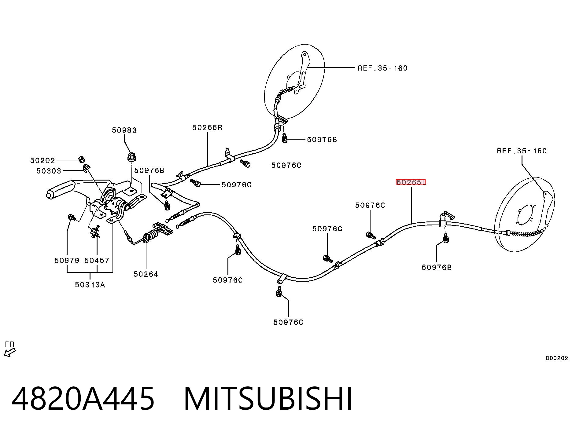 4820A445 Mitsubishi Cable de freno de mano trasero izquierdo