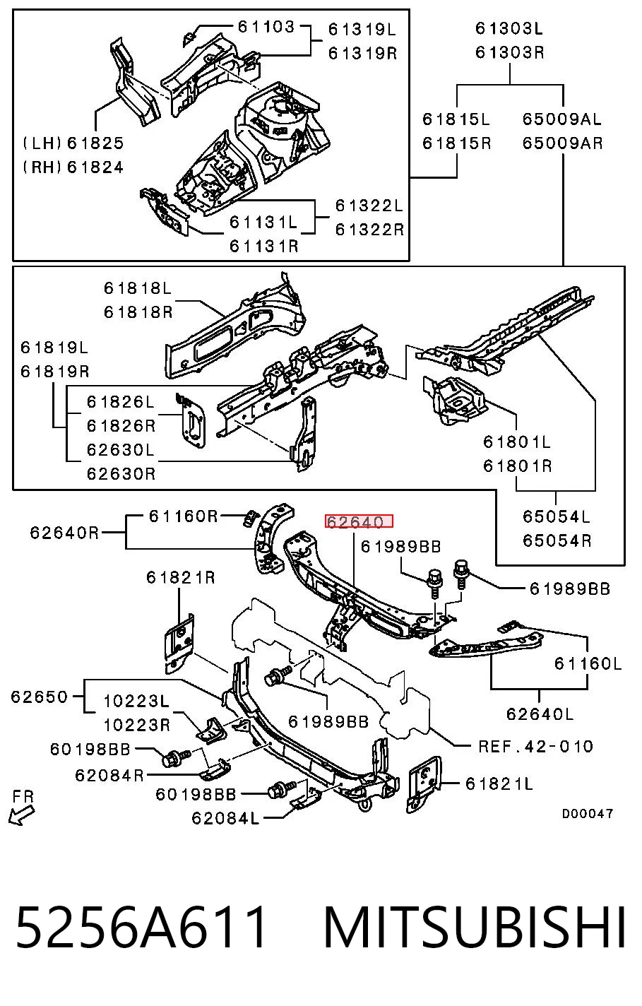 5256A611 Mitsubishi Soporte de radiador superior (panel de montaje para foco)
