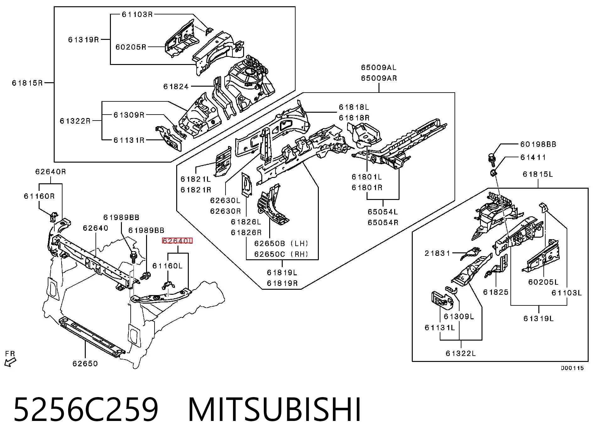 5256C259 Mitsubishi Soporte izquierdo del radiador (panel de montaje de faros)