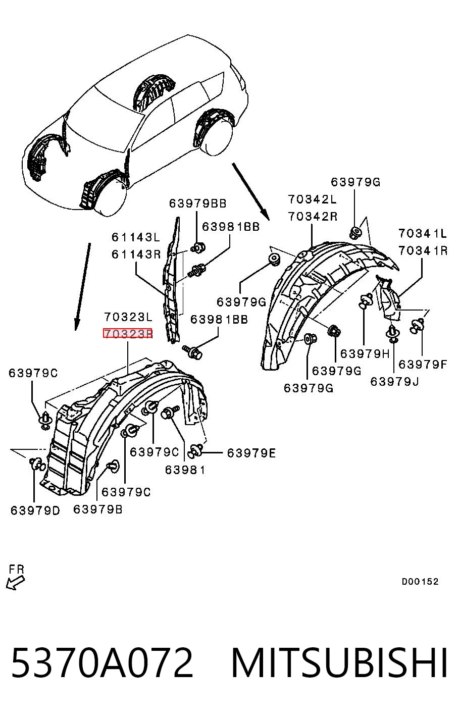 5370A072 Mitsubishi Paso rueda delantero derecho
