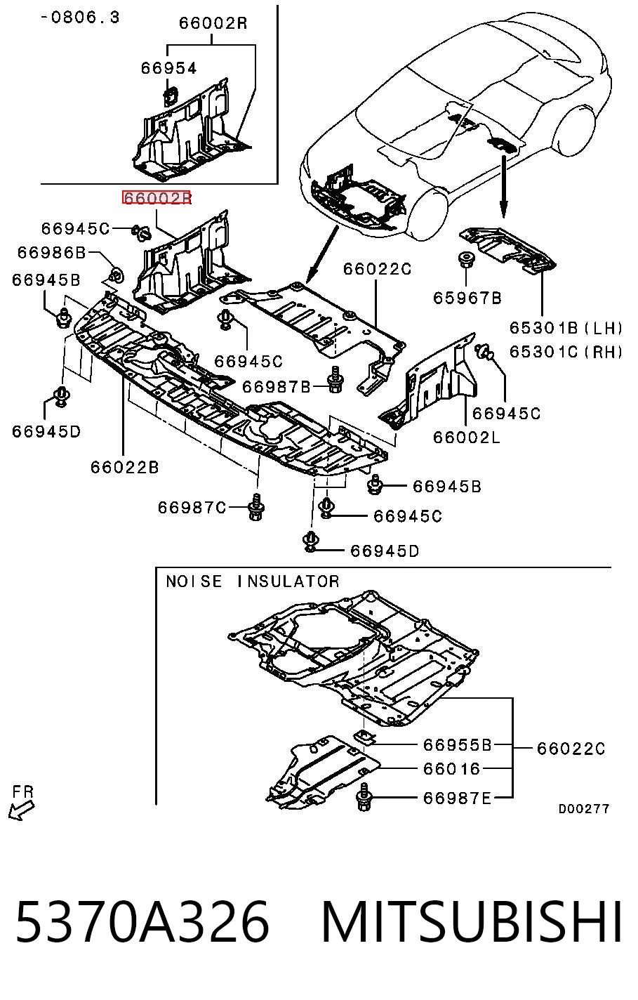 5370A326 Mitsubishi Protección inferior trasera derecha