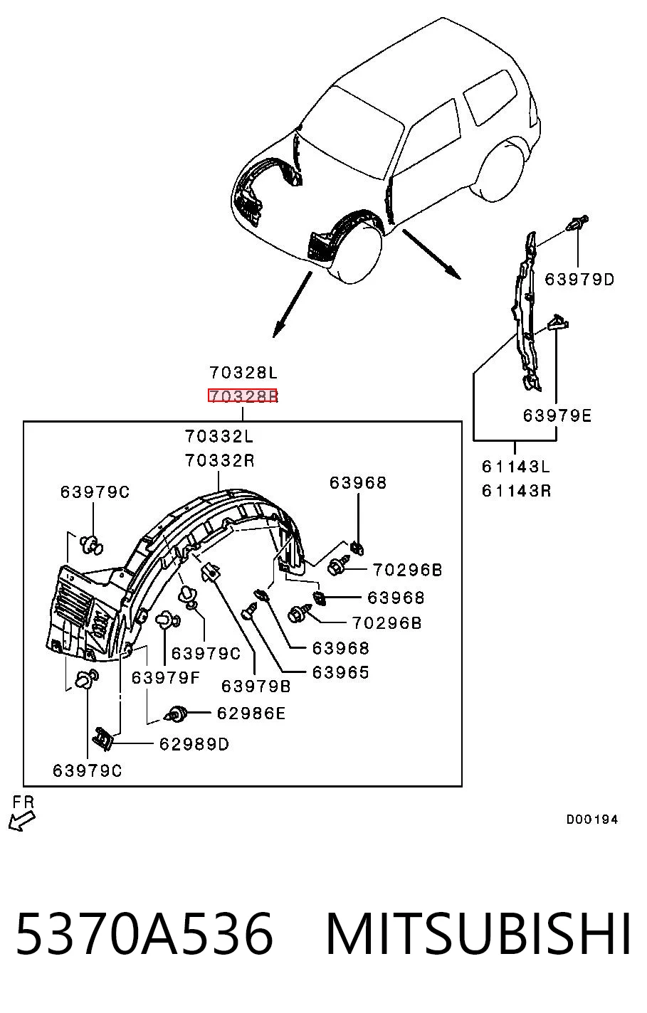 Guardabarros interior derecho, aleta delantera Mitsubishi Pajero IV LONG SUV (V90) (2006 - 2013) precio, desde 21,11 EUR