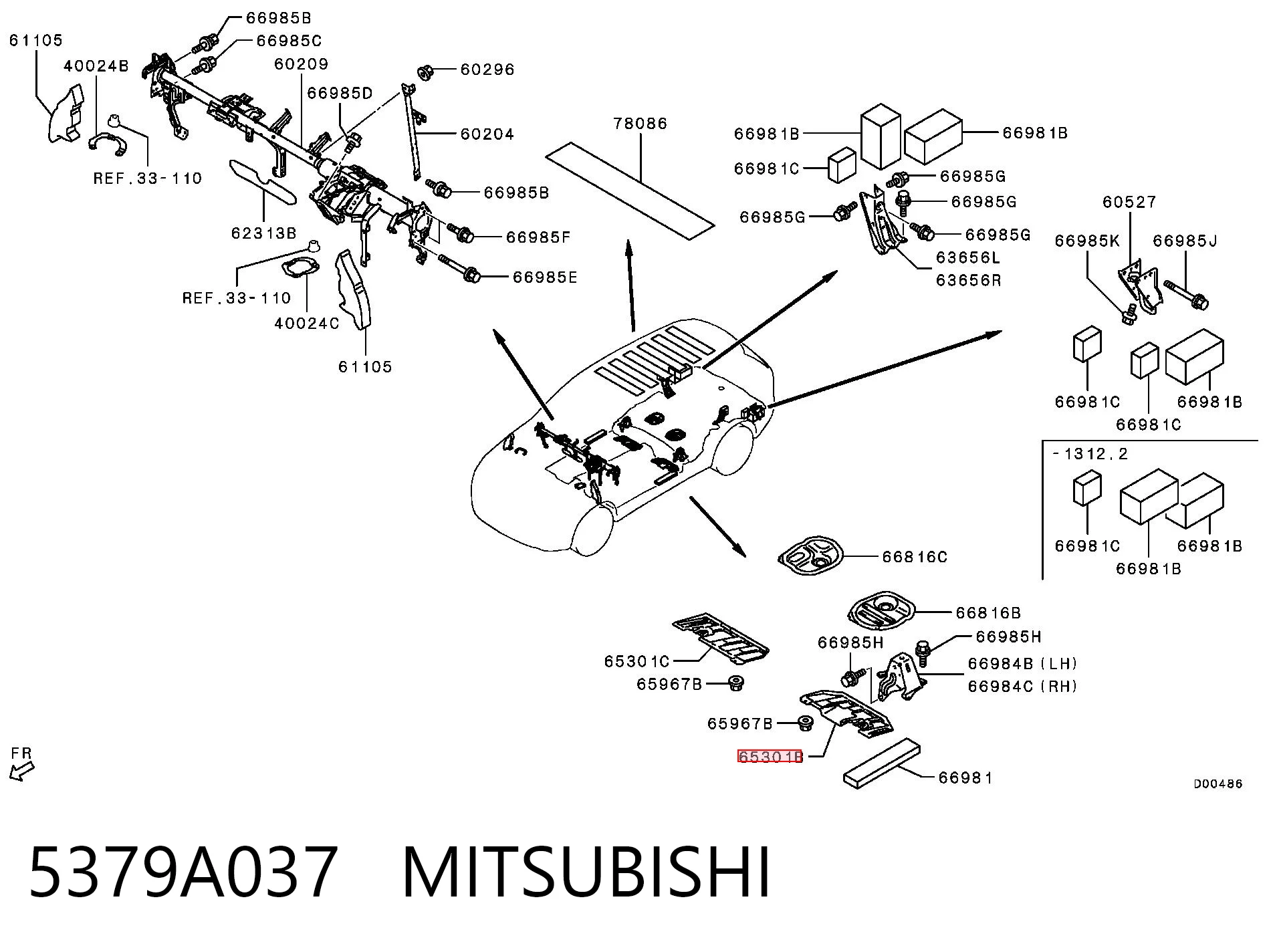 5379A037 Mitsubishi Protección inferior izquierda