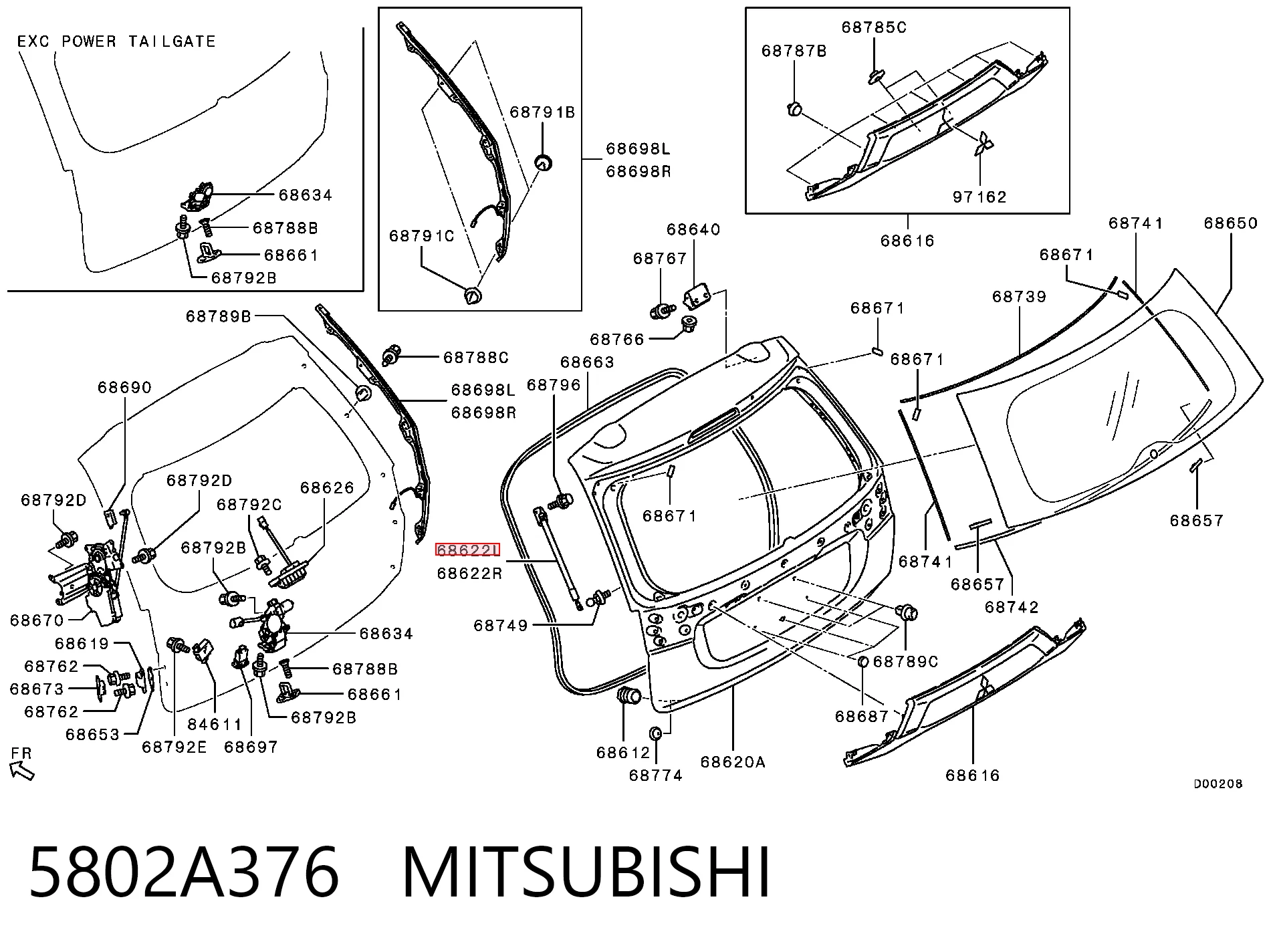 5802A376 Mitsubishi Amortiguador de porton