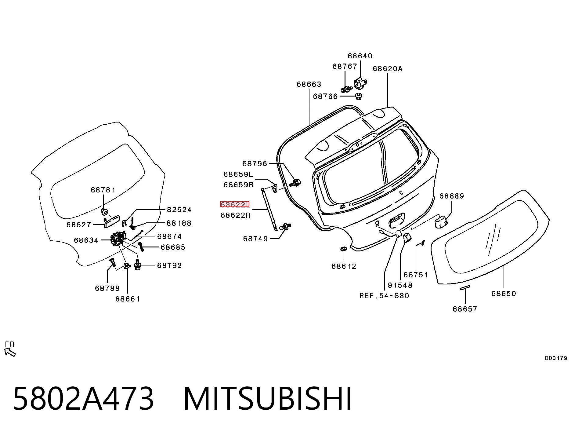 Amortiguador de porton para Mitsubishi Space Star MIRAGE A0