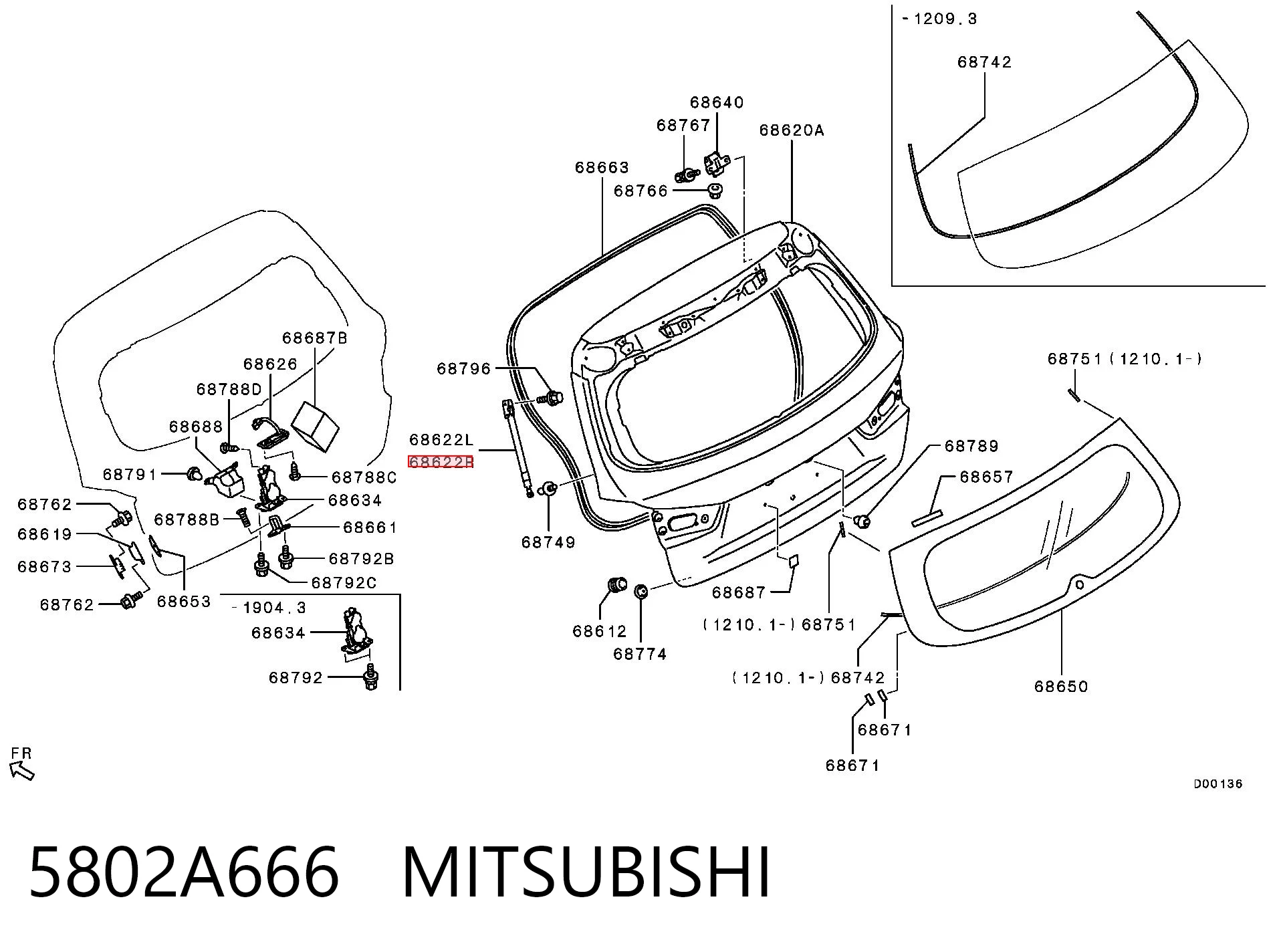 5802A666 Mitsubishi Amortiguador de porton