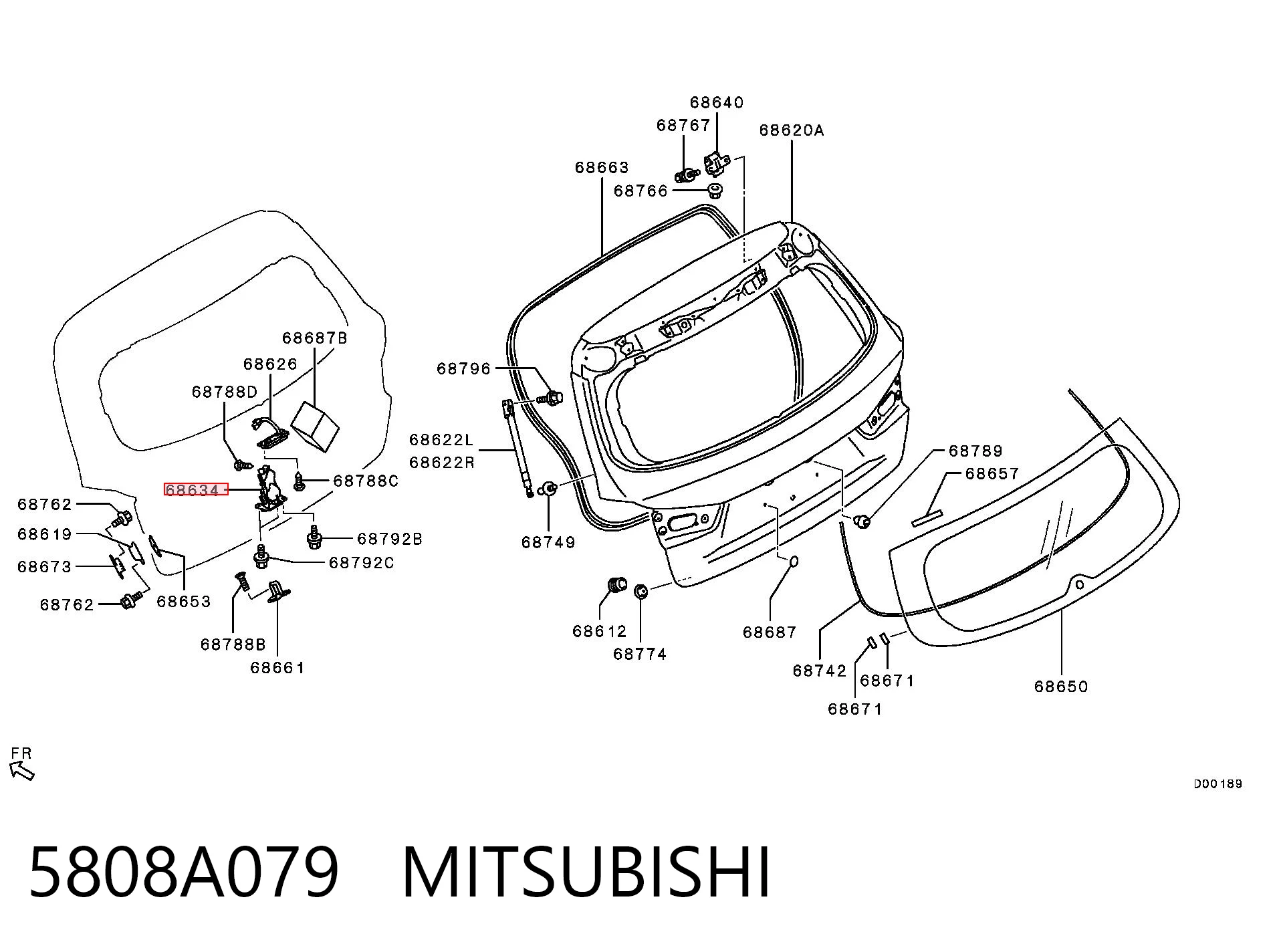 5808A079 Mitsubishi Cierre del maletero