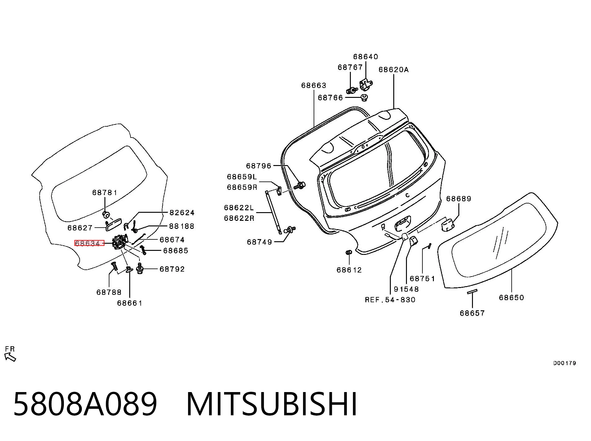 5808A089 Mitsubishi Cierre del maletero