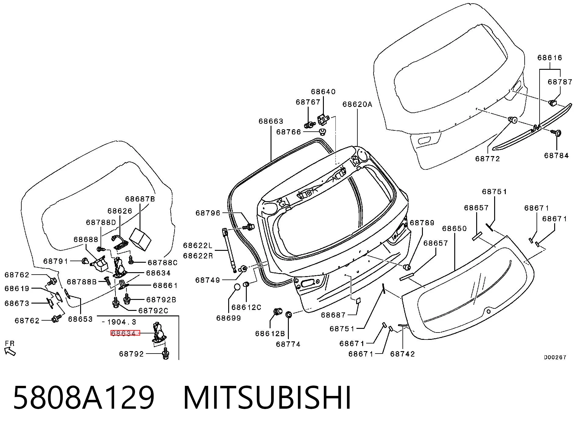5808A129 Mitsubishi Cierre del maletero