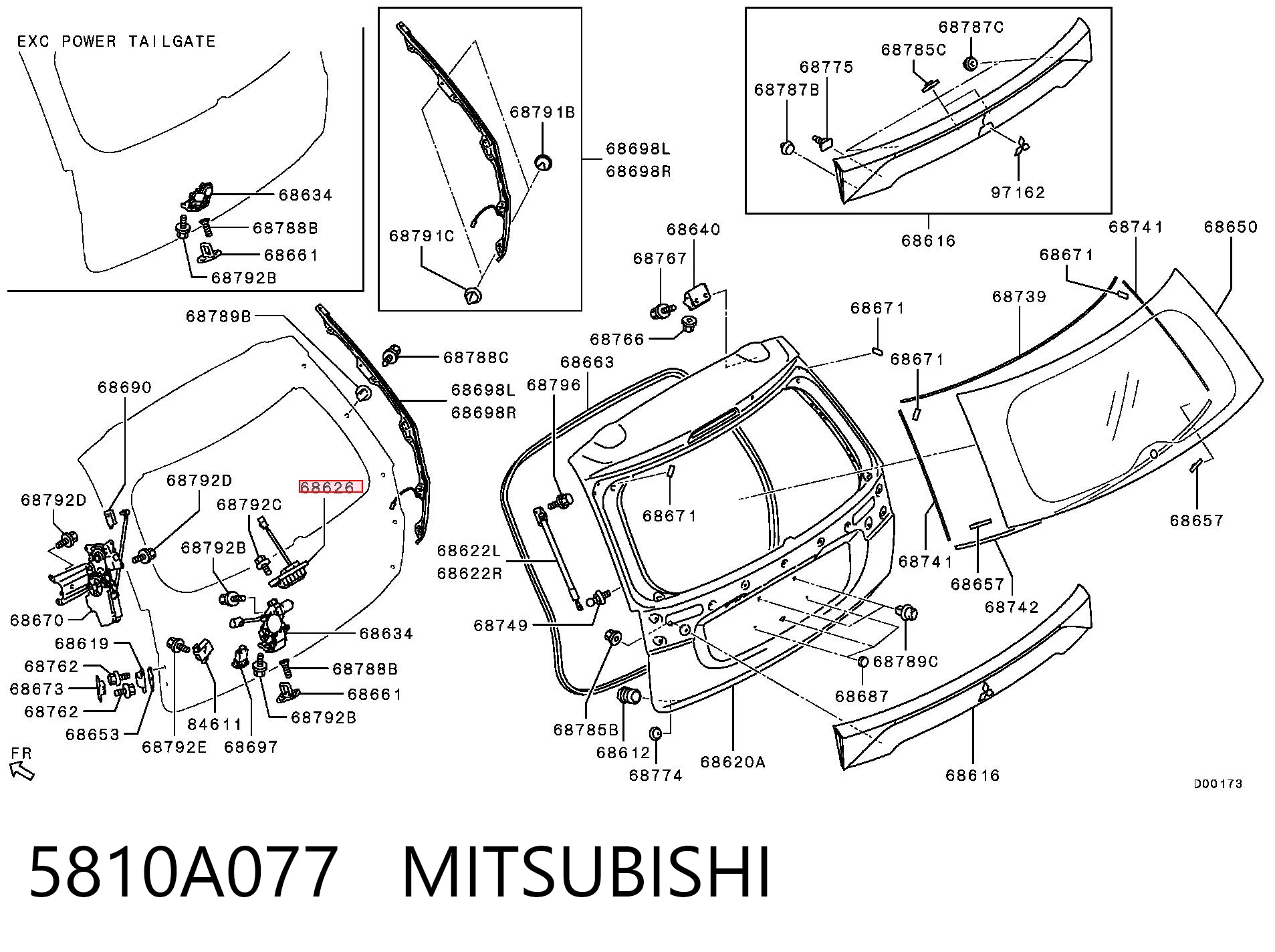 5810A077 Mitsubishi Manilla de puerta de maletero exterior