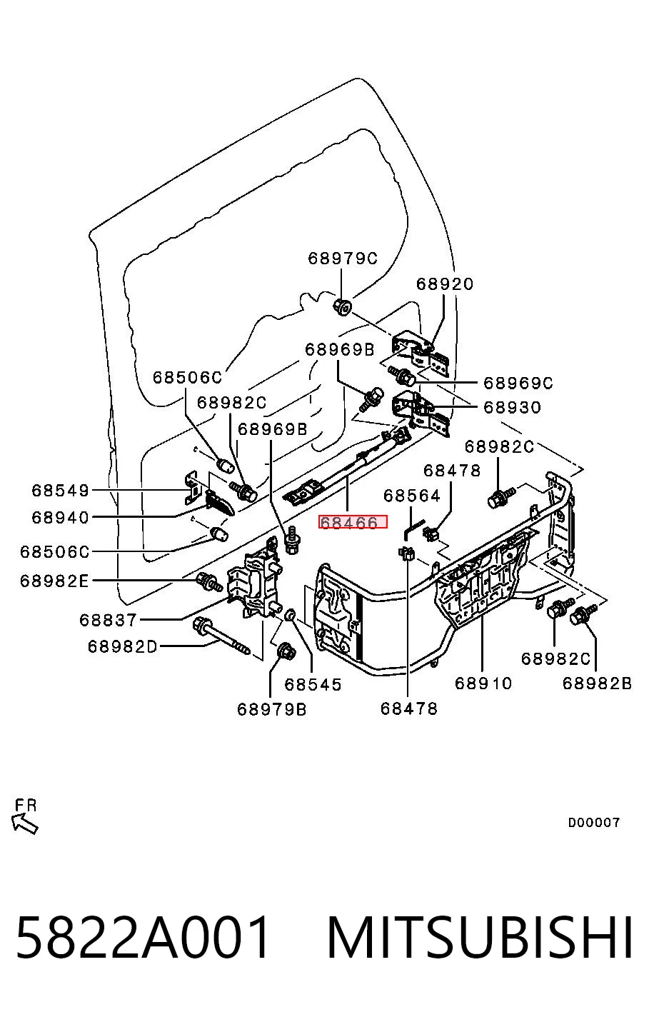 5822A001 Mitsubishi Amortiguador de porton