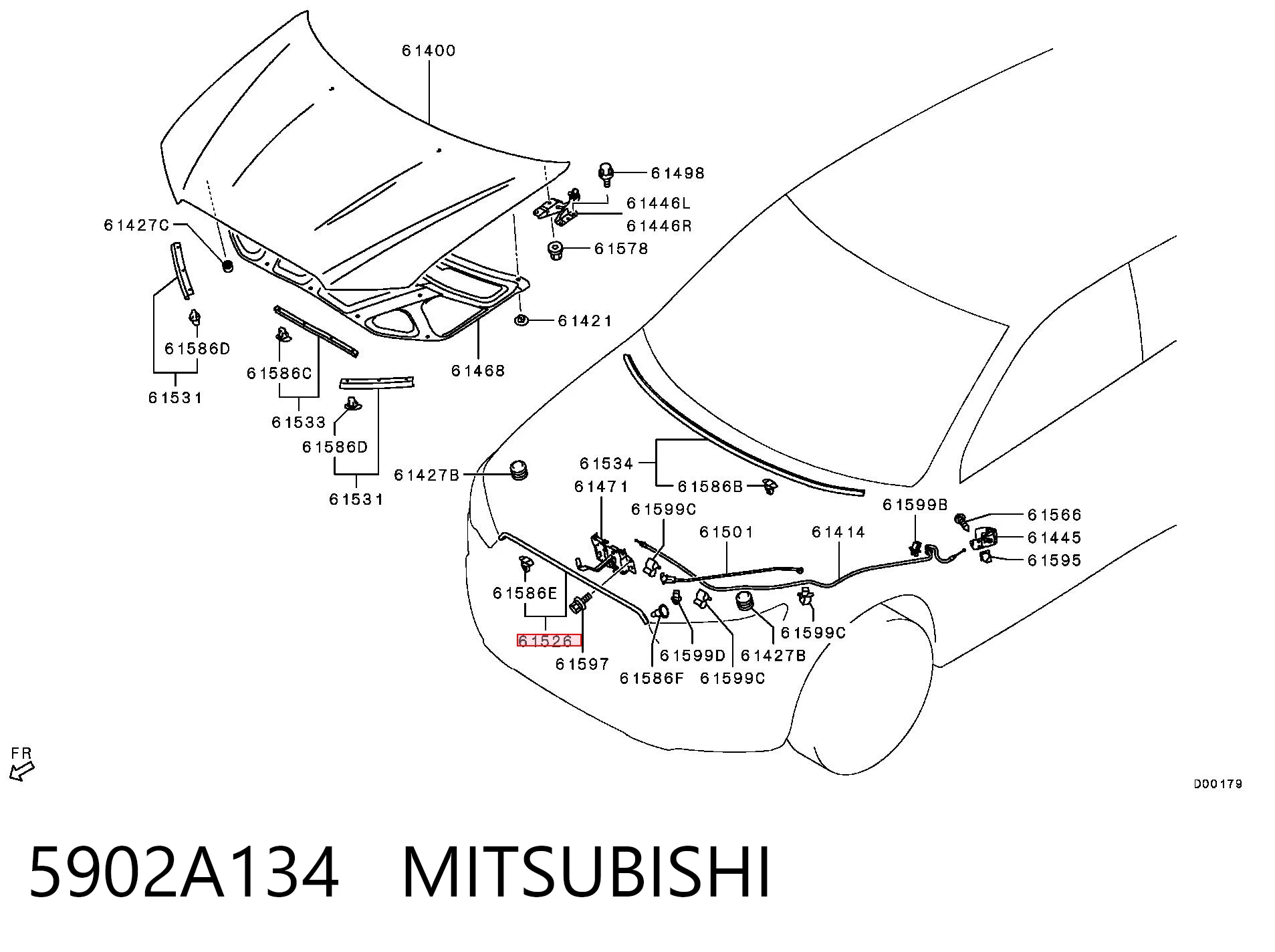 5902A134 Mitsubishi Sello Del Capó