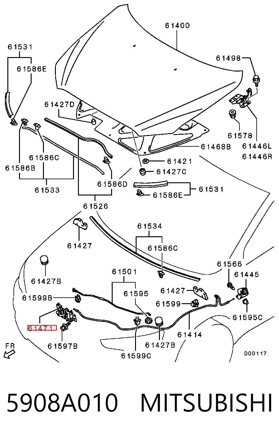 5908A010 Mitsubishi Cerradura de Capot