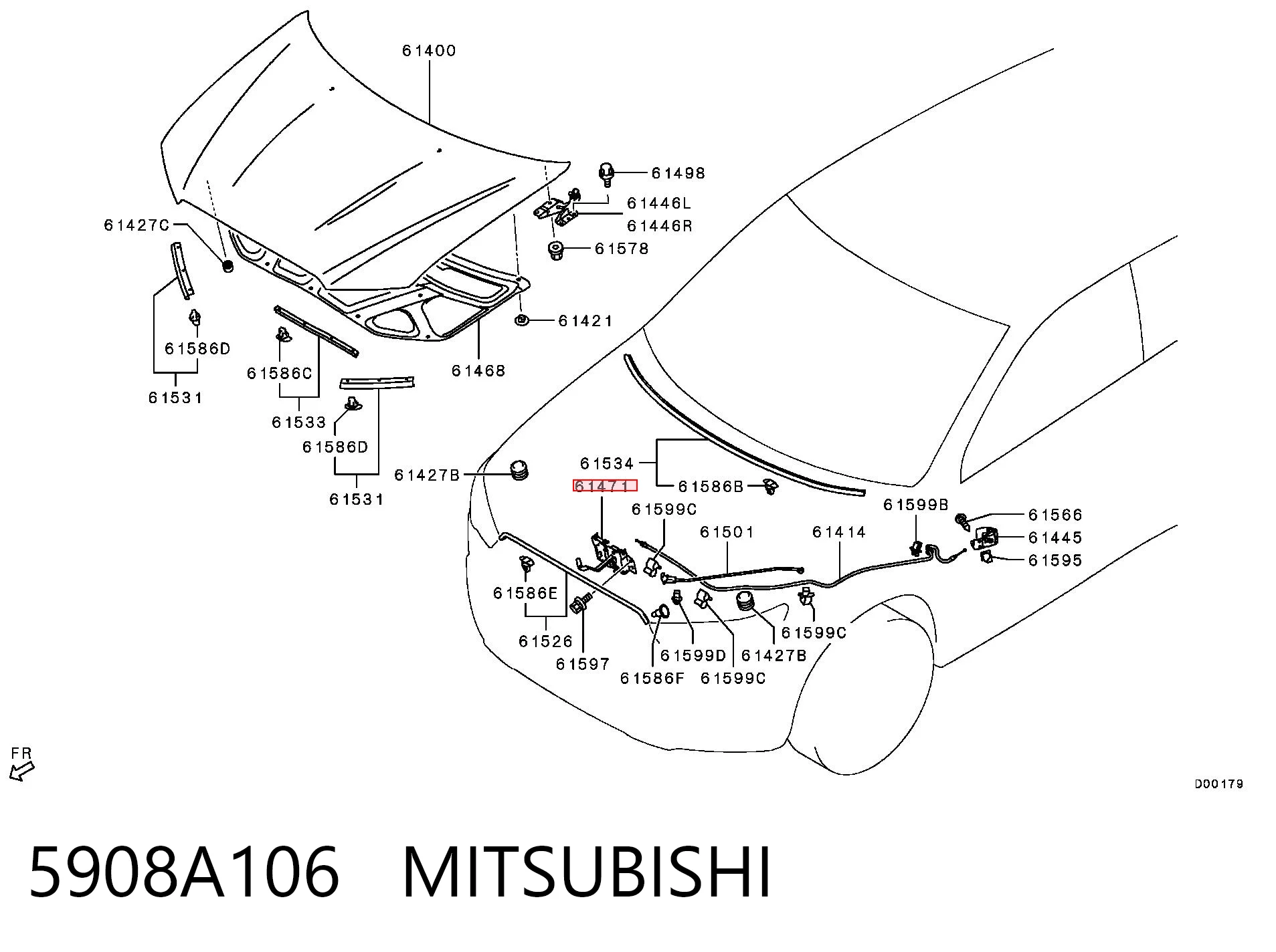 5908A106 Mitsubishi Cerradura de Capot