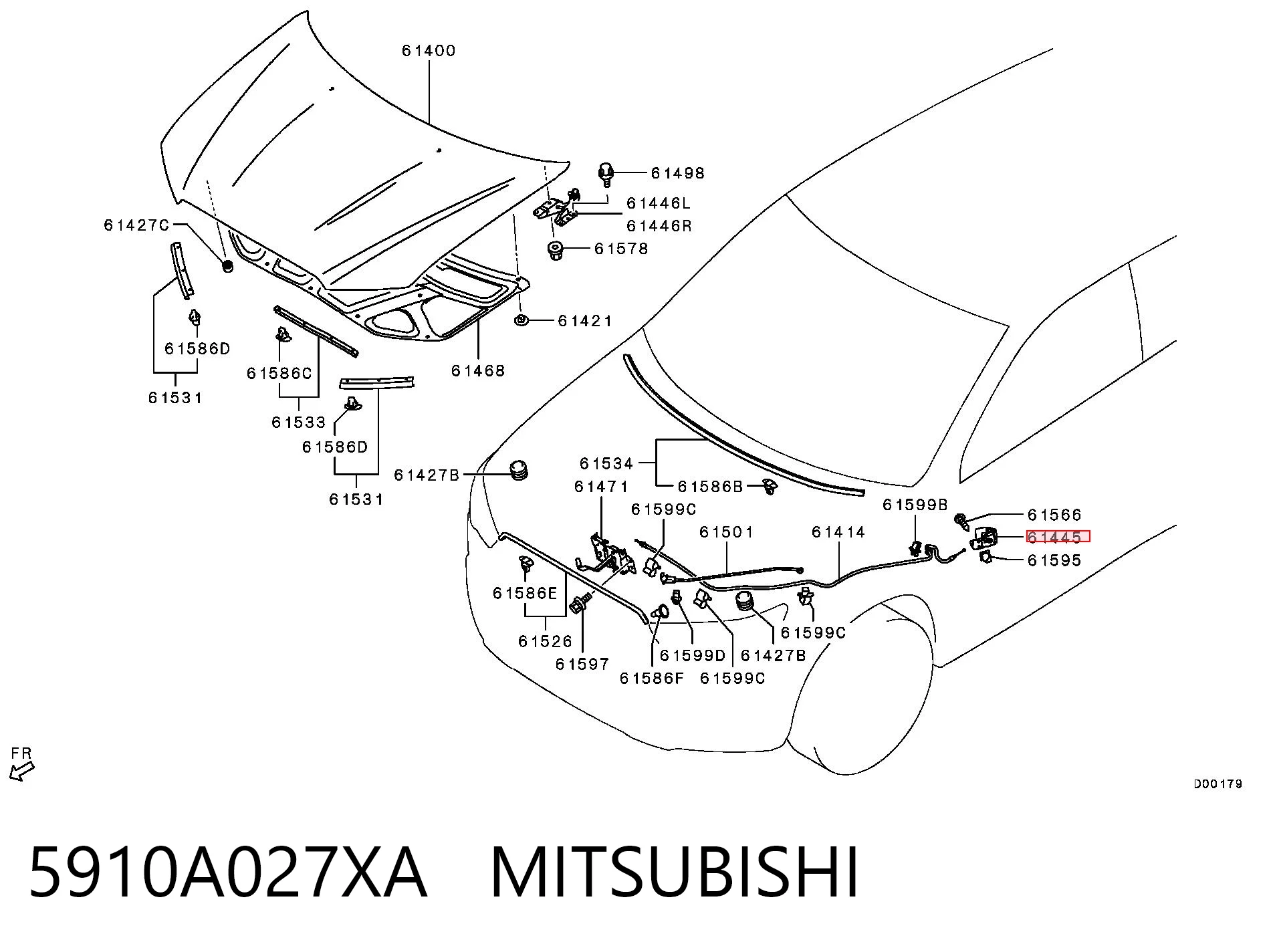 5910A027XA Mitsubishi Palanca de apertura del capó
