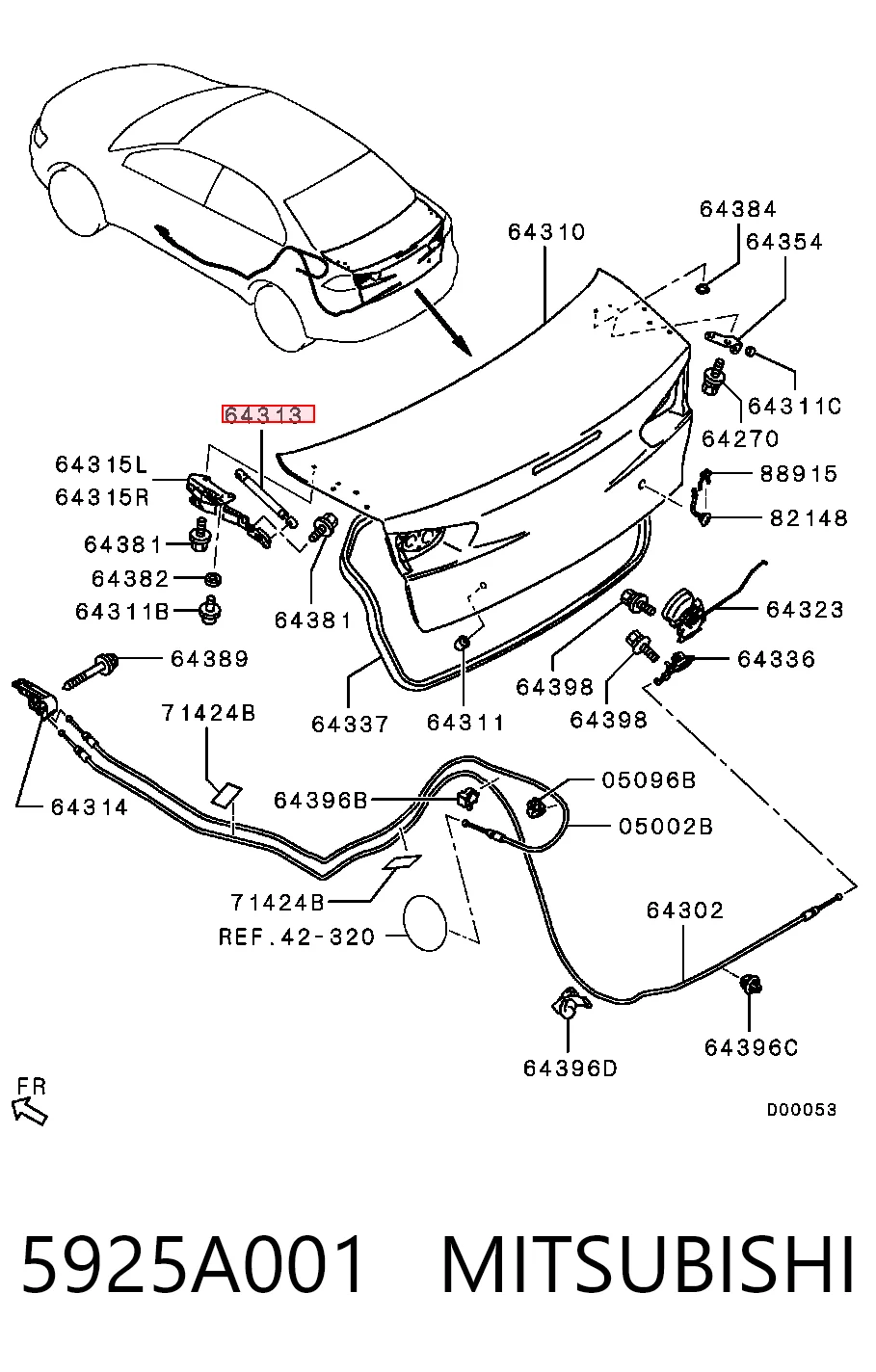 5925A001 Mitsubishi Amortiguador de porton