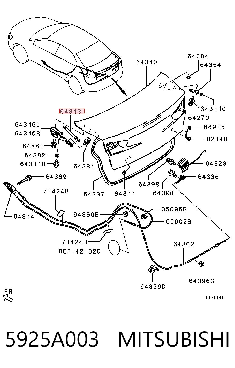 5925A003 Mitsubishi Amortiguador de porton