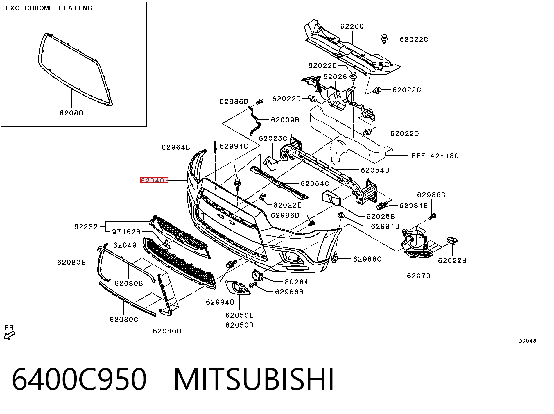 Parachoques delantero 6400C950 MITSUBISHI