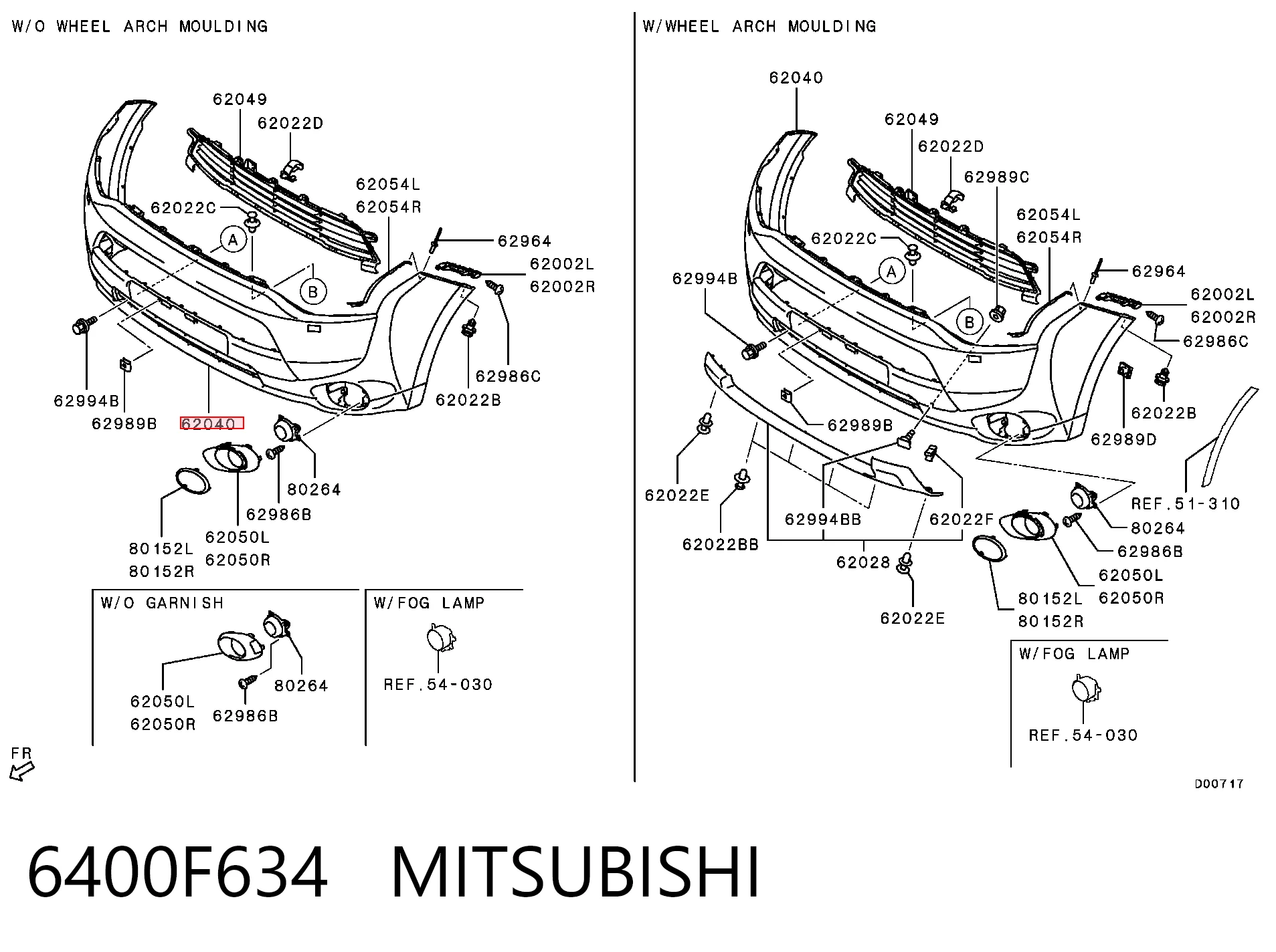 Paragolpes delantero para Mitsubishi Outlander III GF, GG