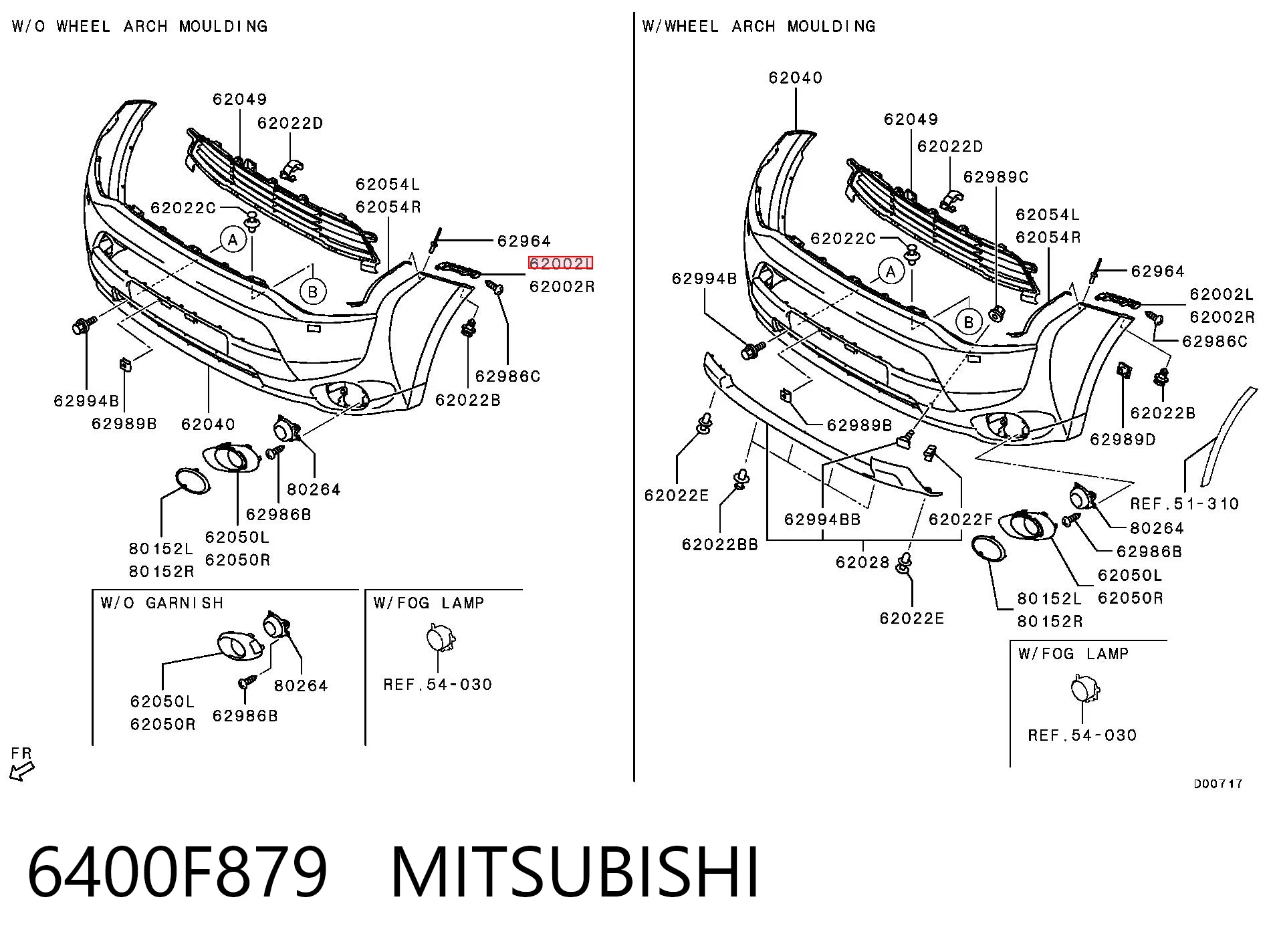 6400F879 Mitsubishi Soporte de parachoques delantero izquierdo