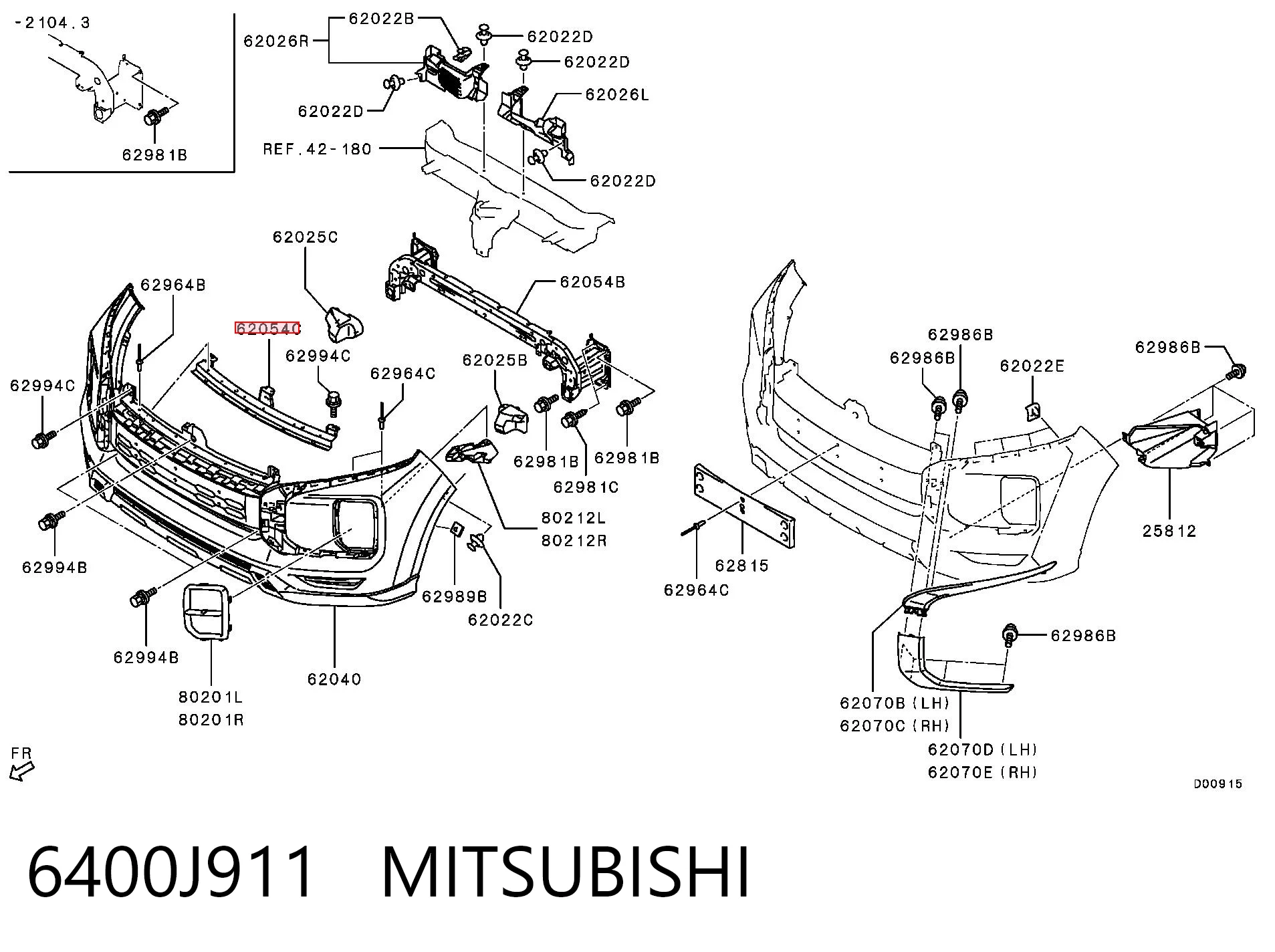 Soporte de parachoques delantero para Mitsubishi ASX  GA