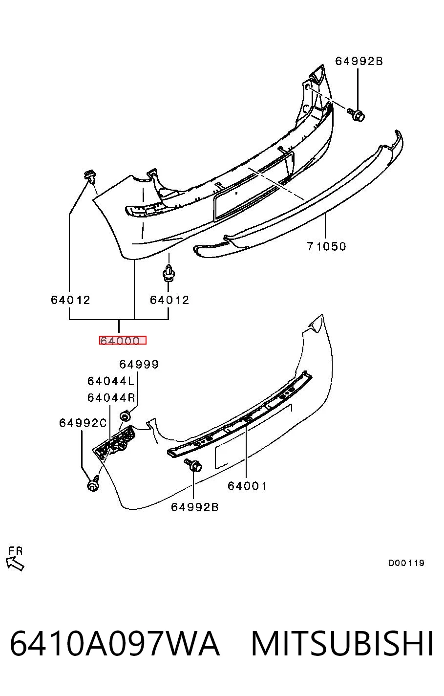 Parachoques trasero 6410A097WA MITSUBISHI