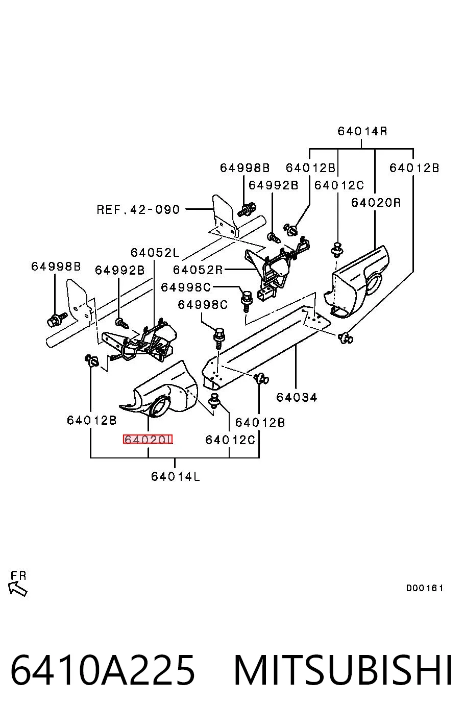 6410A225 Mitsubishi Parachoques trasero, parte izquierda
