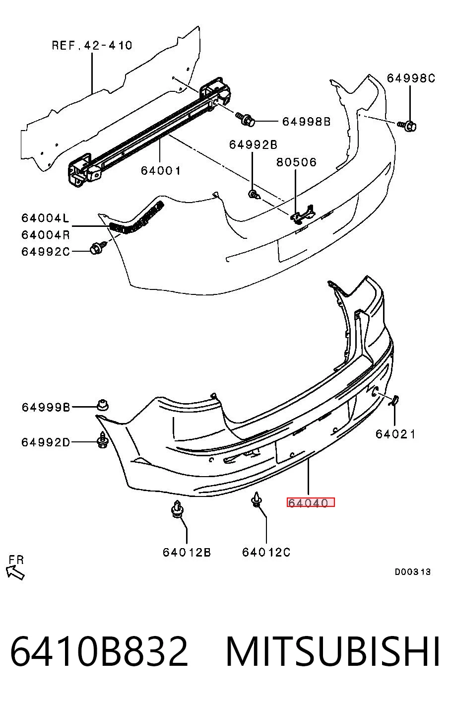 6410B832 Mitsubishi Defensa trasero