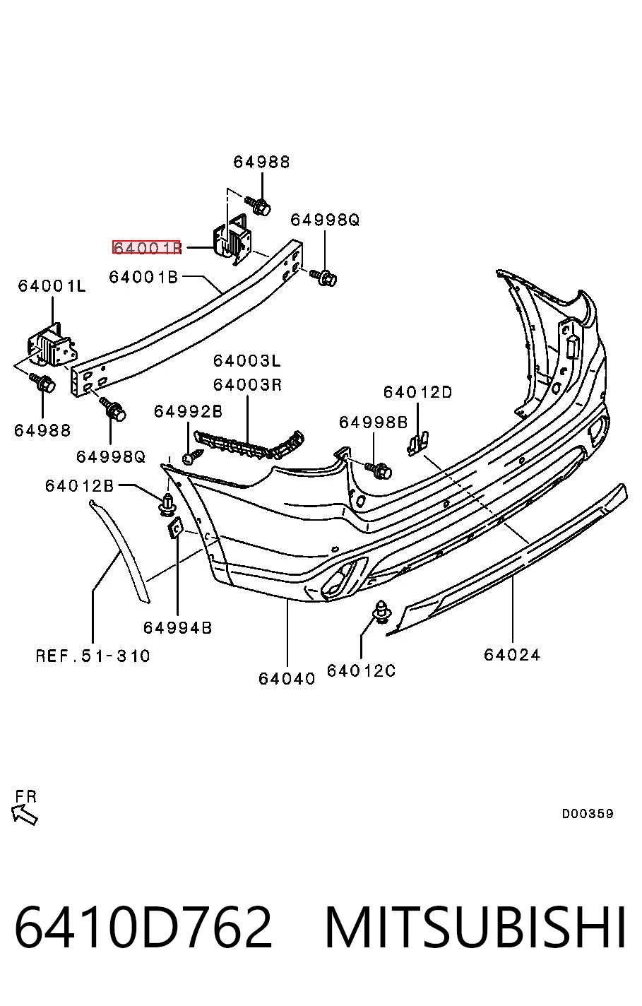 Comprar 6410B896 Chrysler Soporte del refuerzo del parachoques trasero