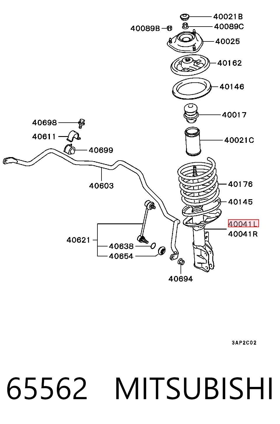 65562 Mitsubishi Amortiguador eje delantero derecha