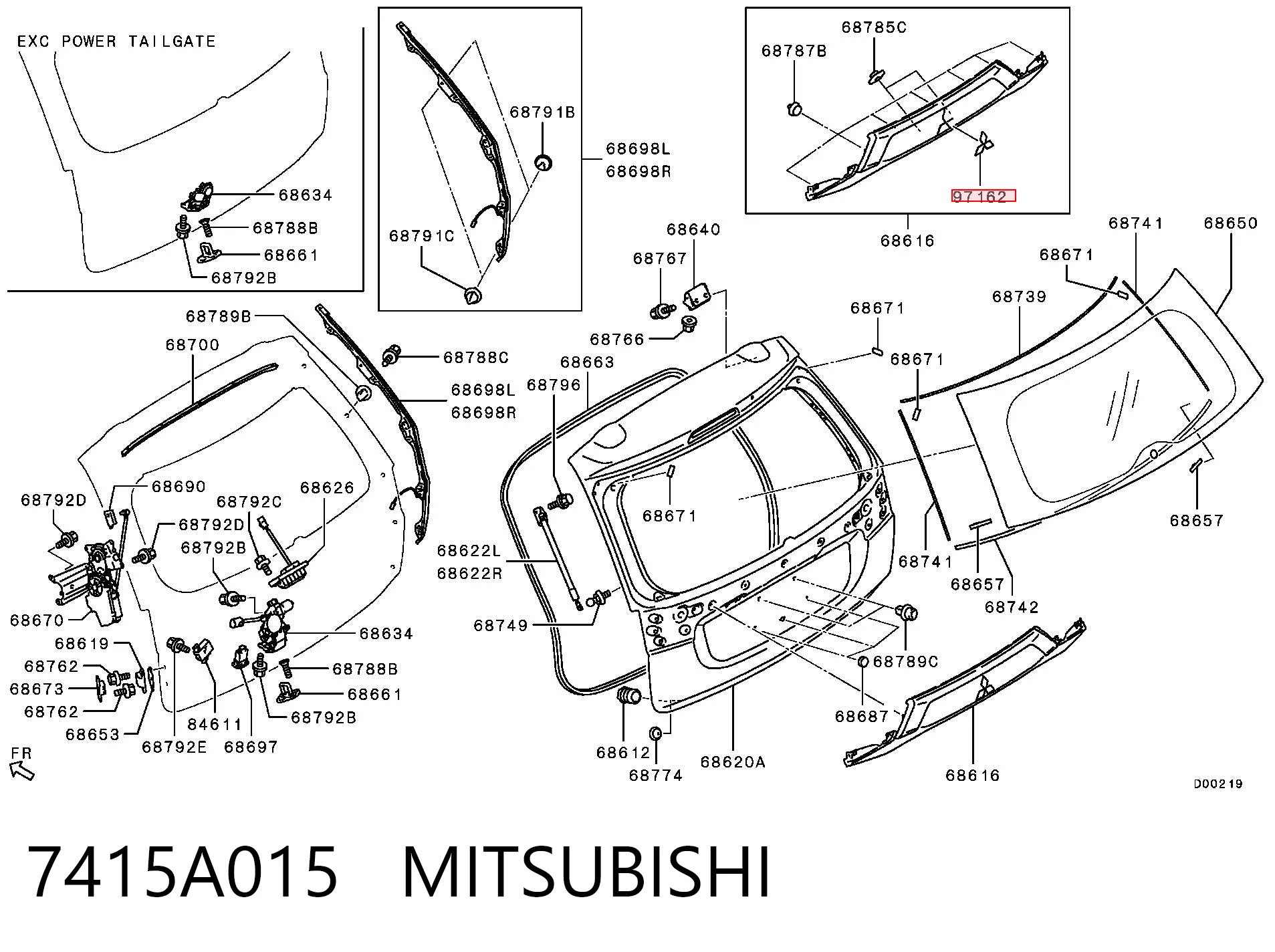 7415A015 Mitsubishi Logotipo de tapa de maletero
