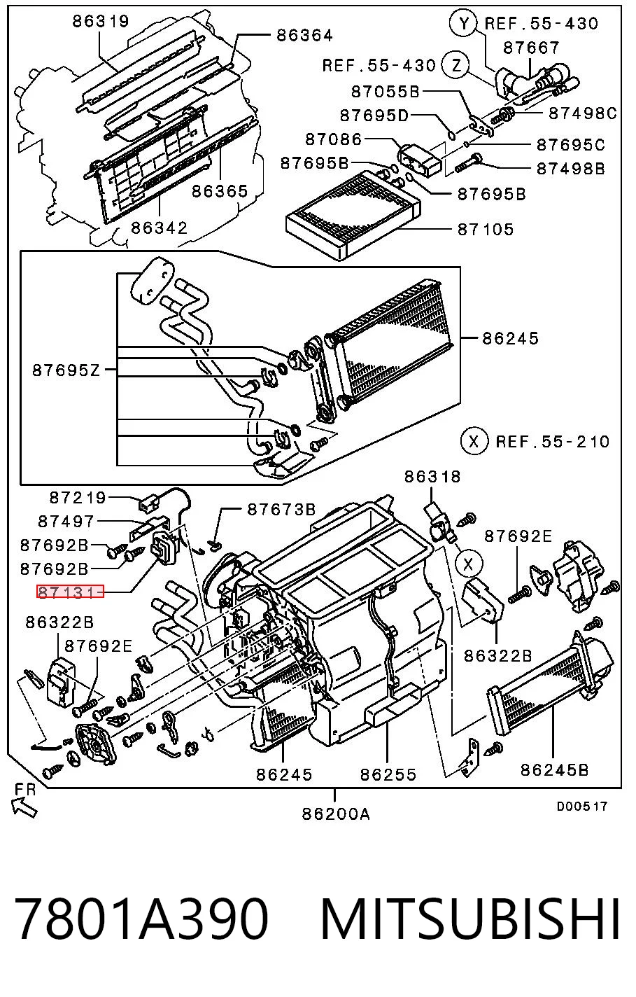 7801A390 Mitsubishi Resistencia de calefacción