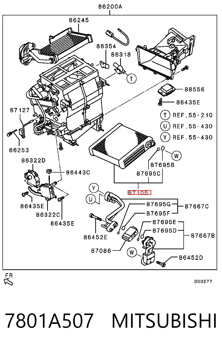 7801A507 Mitsubishi Evaporador, aire acondicionado